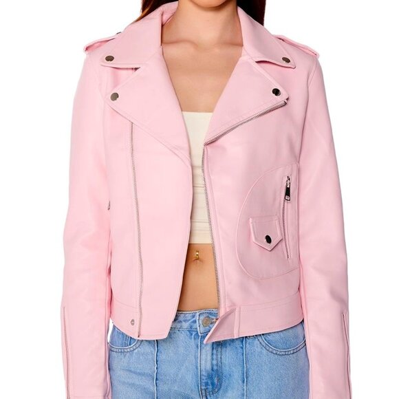 romantic or whatever babie pink moto jacket Medium - Picture 3 of 3
